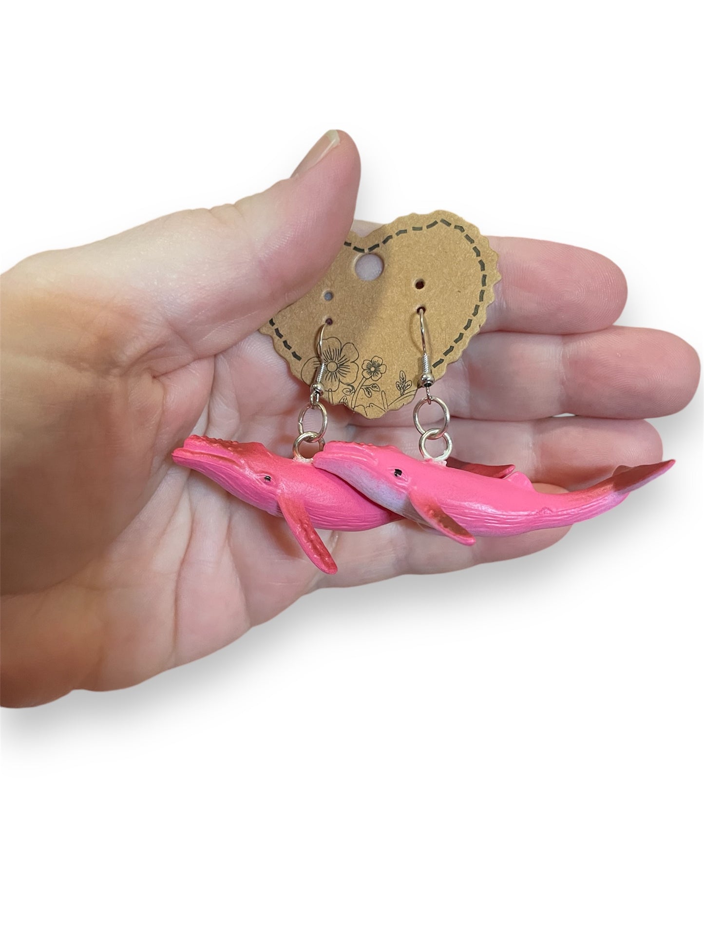 Pink Whale Earrings