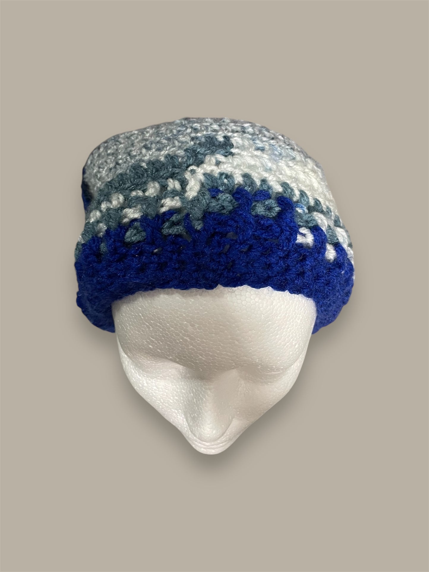 Blue and Grey Slouch Beanie