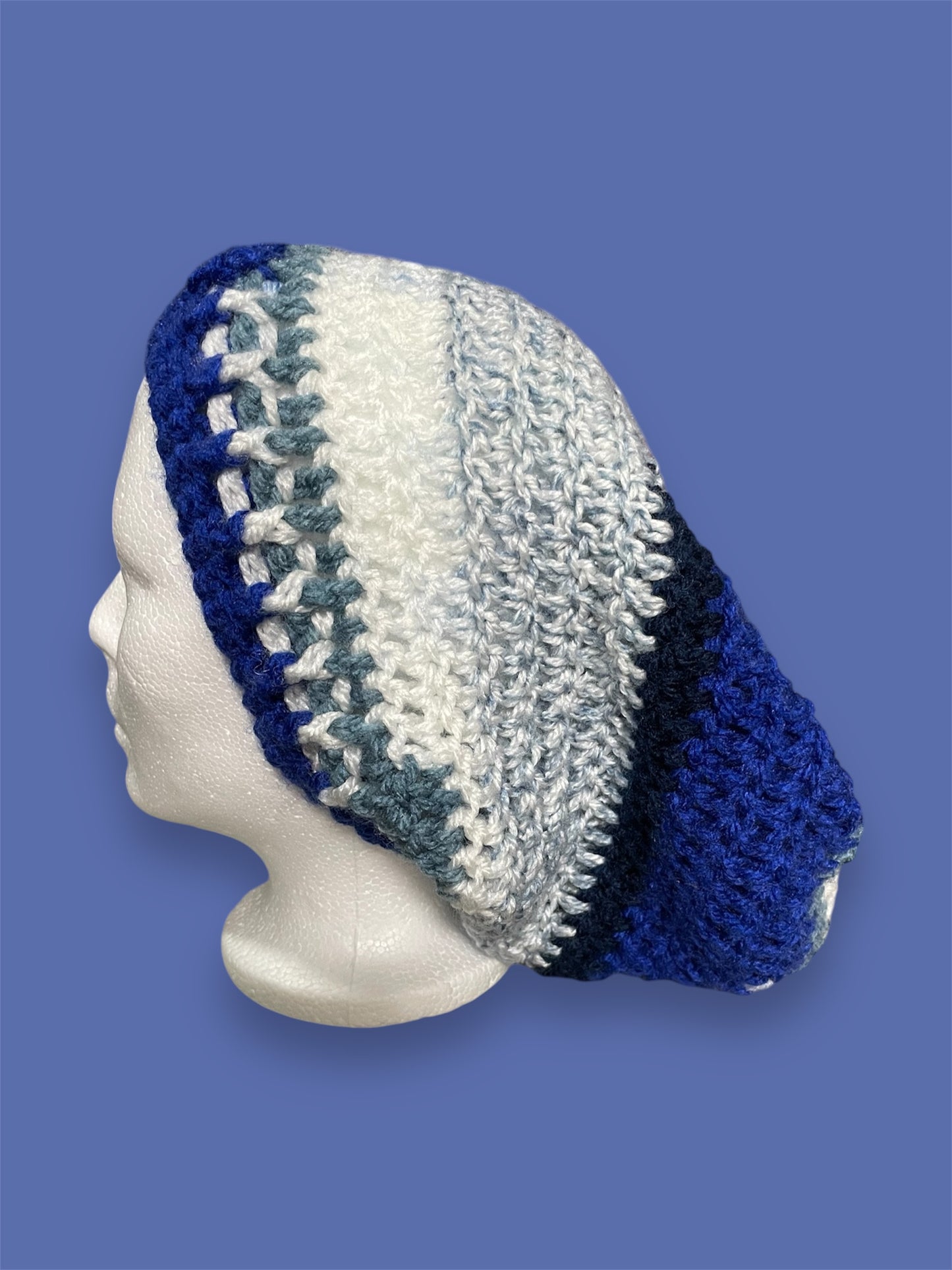 Blue and Grey Slouch Beanie