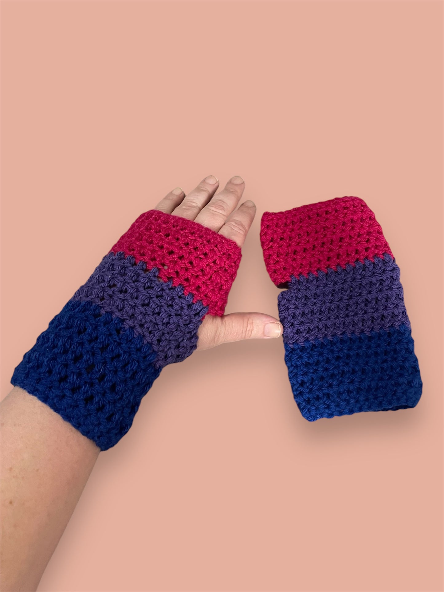 Bi Pride Fingerless Gloves