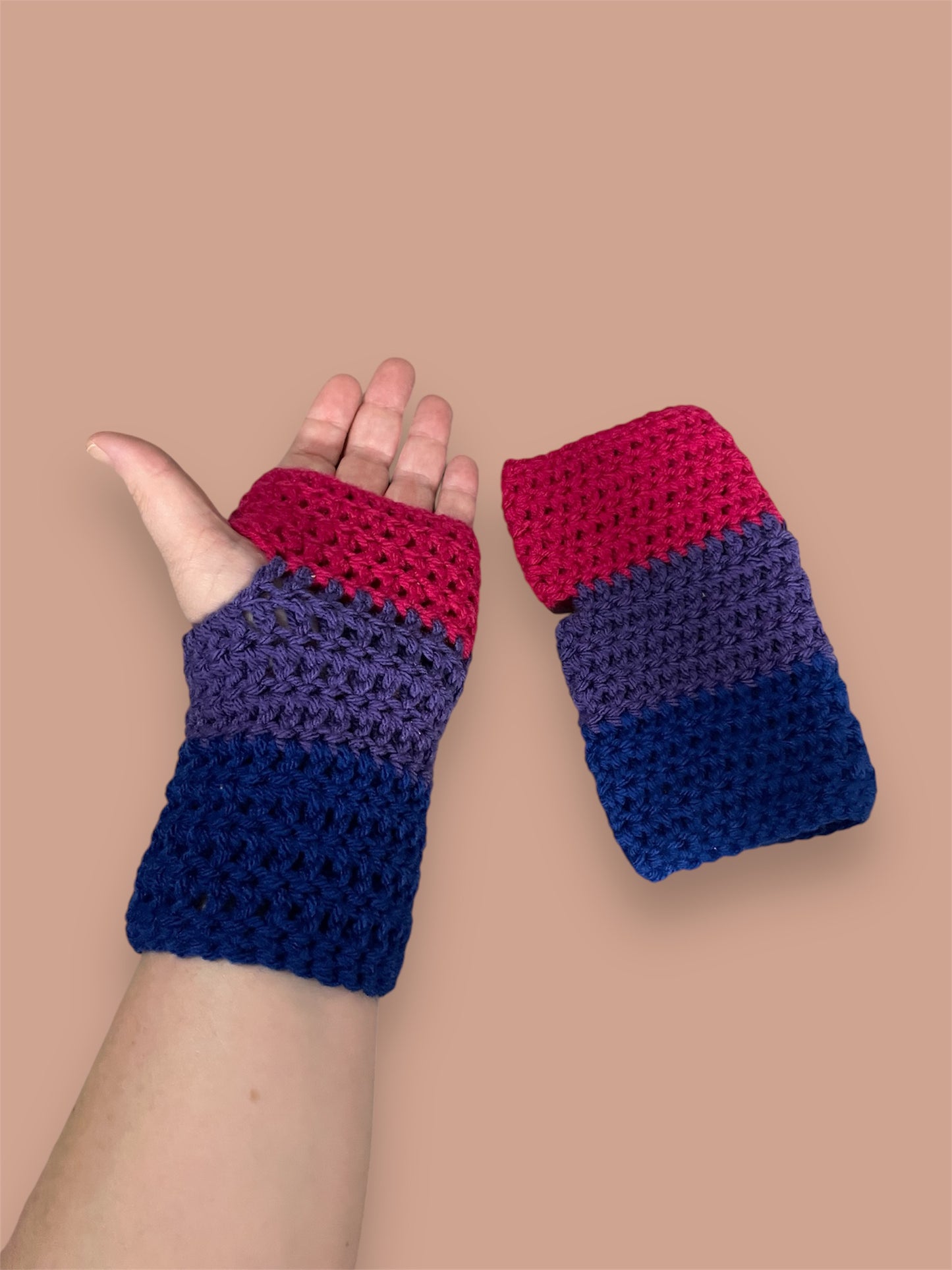 Bi Pride Fingerless Gloves