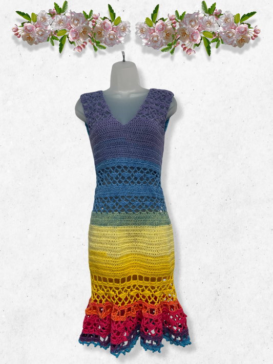 Rainbow Custom Morticia Wedding Dress